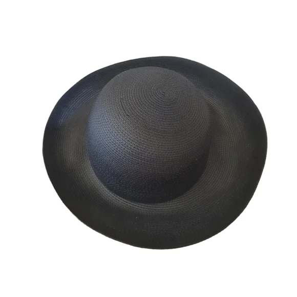 Vintage‎ Street Smart by Betmar Black Straw Kettle Brim Hat - Picture 3 of 5